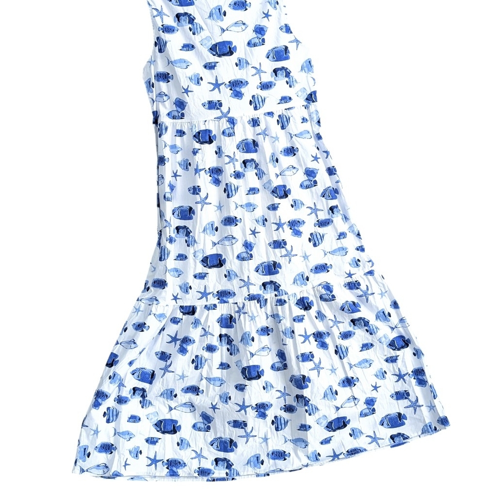 Rachel Zoe White Maxi Dress with Blue Fish Print - Picture 5 of 6